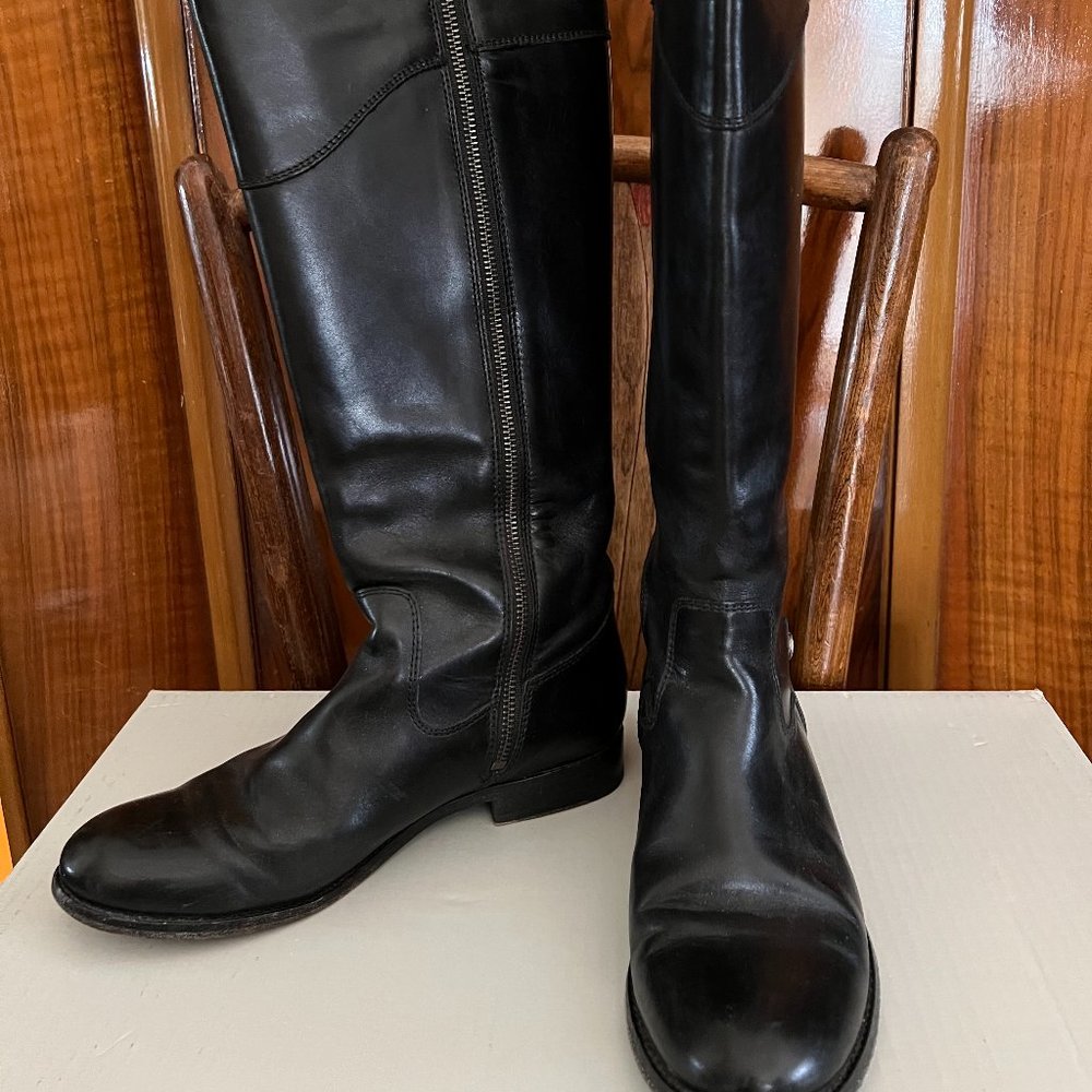 Frye Melissa Tall Tab Boots, Black, Size 8